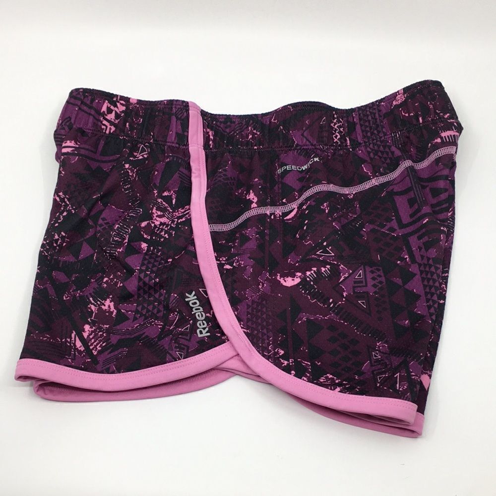Reebok Speedwalk Running Shorts Purple lavender graphic print women’s size Small